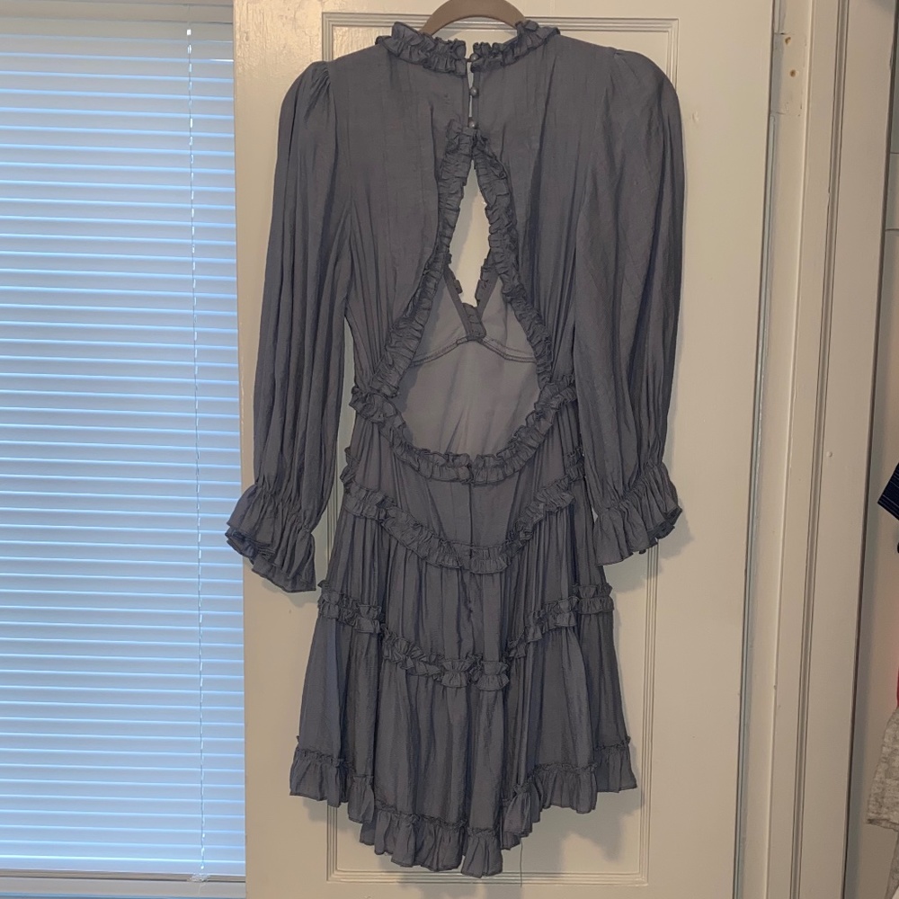 Light Blue Ruffle Mini Dress - Picture 2 of 7